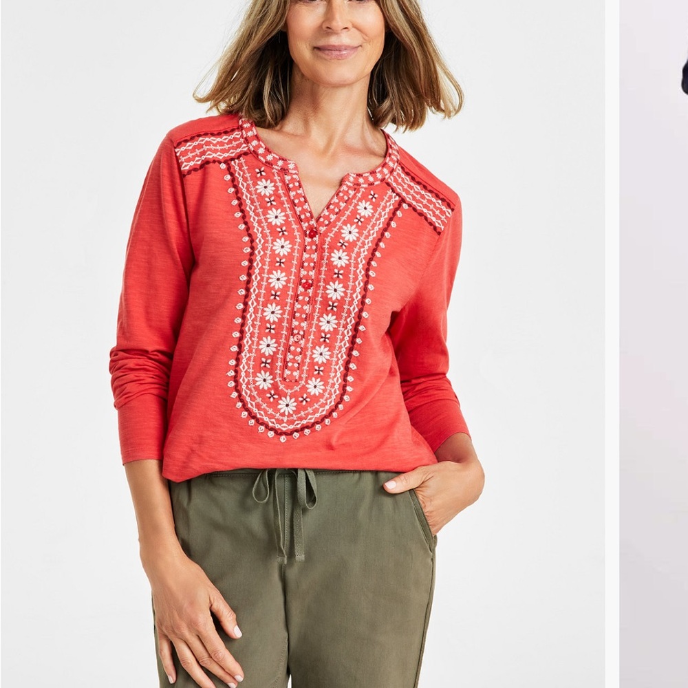 Women's Embroidered Red Top